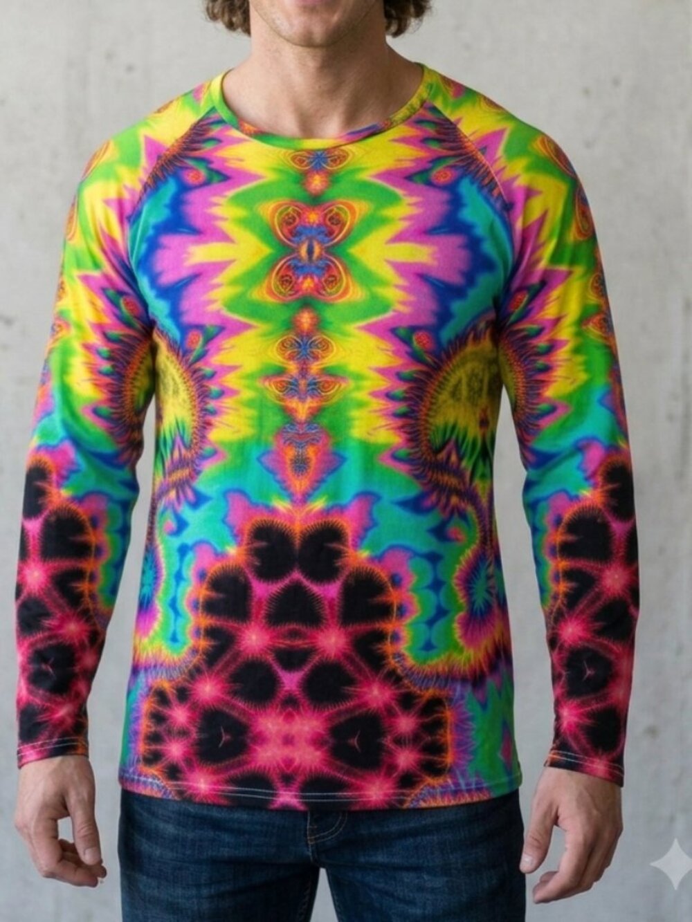 Trippy Rave Cotton Raglan NWT Size 2xl Oversized Tee T-shirt Pink Psychedelic